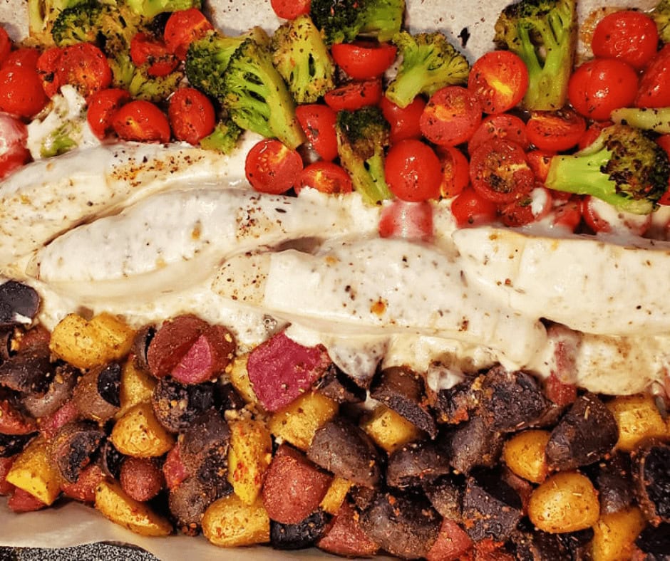 Sheet Pan Mozzarella Chicken and Potatoes