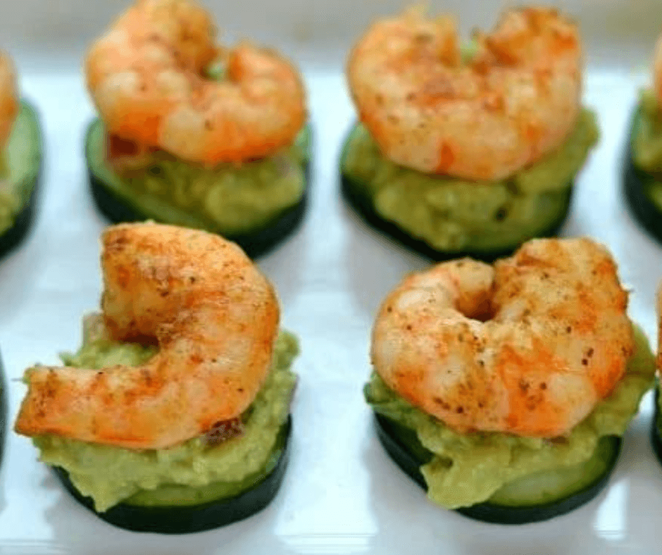 Shrimp Avocado and Cucumber Bites