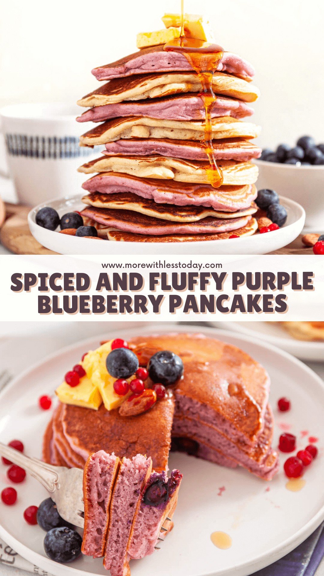 Spiced and Fluffy Purple Blueberry Pancakes -PIN