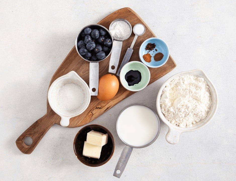 Spiced and Fluffy Purple Blueberry Pancakes ingredients