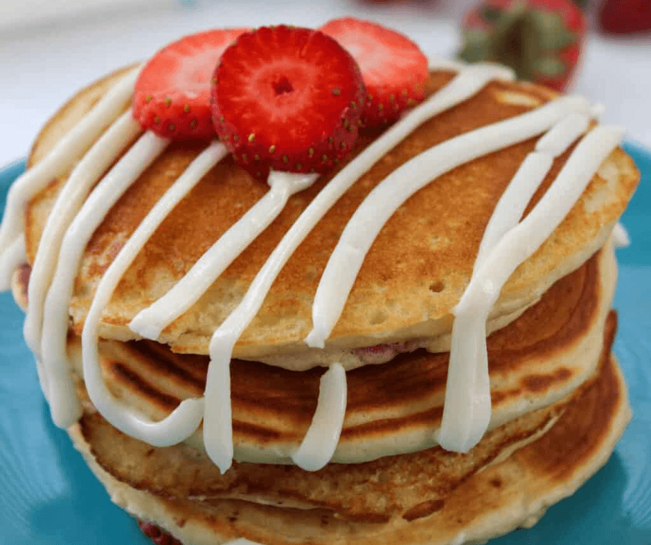 Strawberry Pancakes with Cream Cheese Glaze - Breakfast in Bed Recipe Ideas