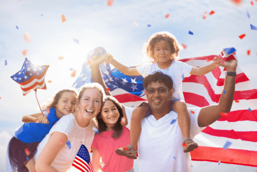 A family celebrating 4th of July