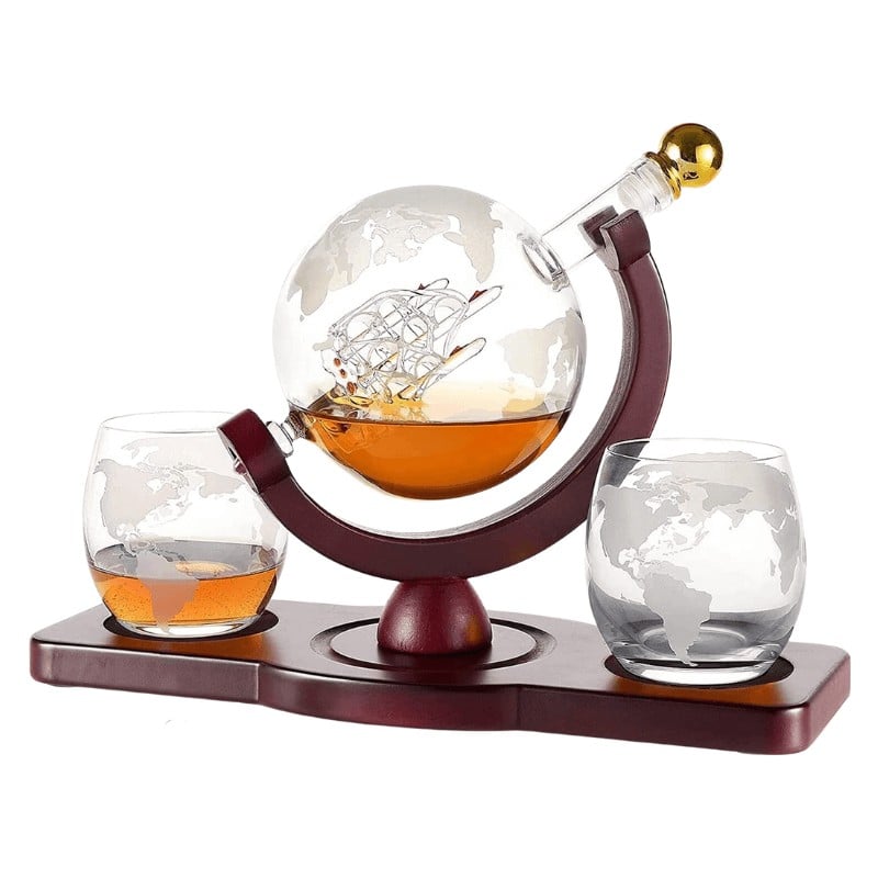 Globe Decanter Set with 2 Glasses