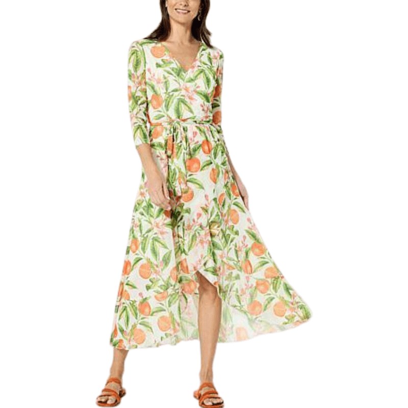 Aria Tulip-Hem Wrap Midi Dress - HSN Clearance