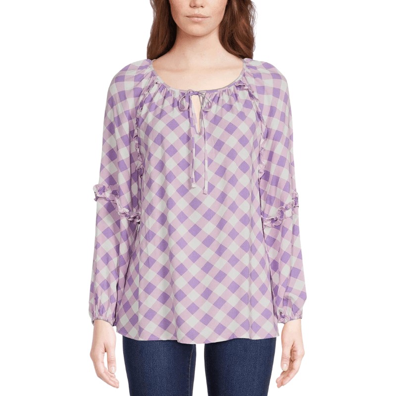 Micro Ruffle Collar Long Sleeve Blouse