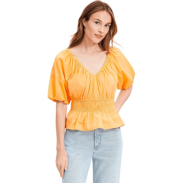 Gathered Waist V-Neck Blouse - LOFT Clearance