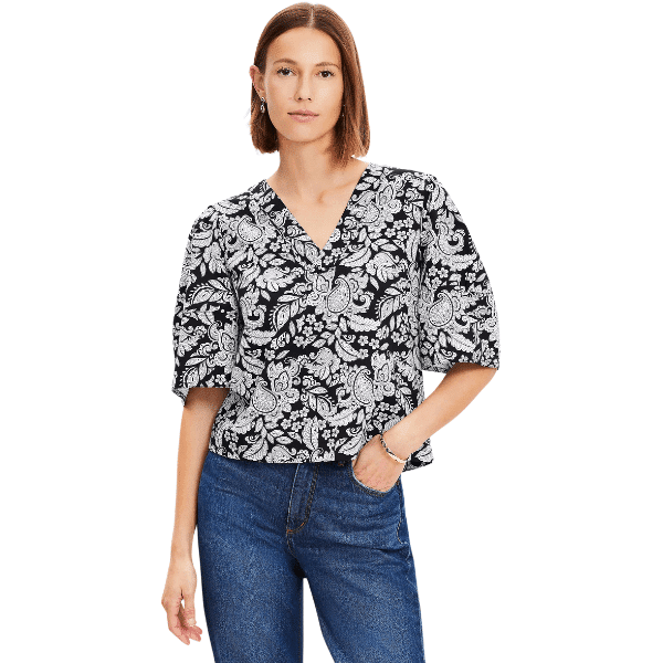 Paisley Bell Sleeve Blouse - LOFT Clearance