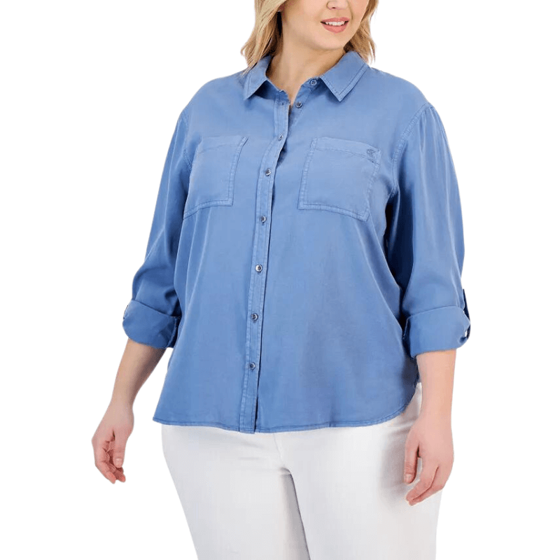 Calvin Klein - Trendy Plus Size Utility Shirt - Macy's Backstage, Clearance and Closeouts