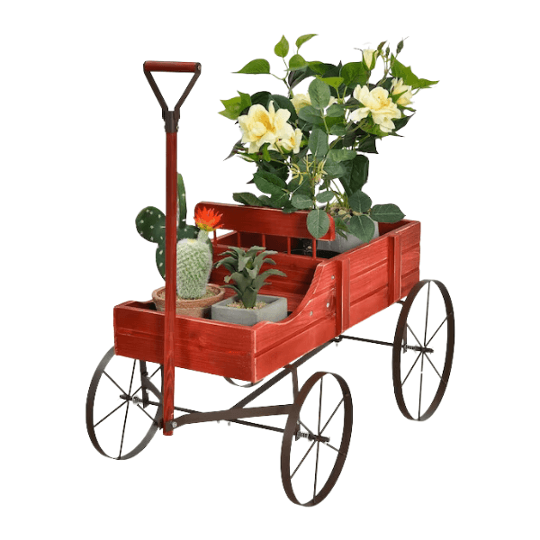 Red Wooden Wagon Plant Bed - How to Shop at Lowe's