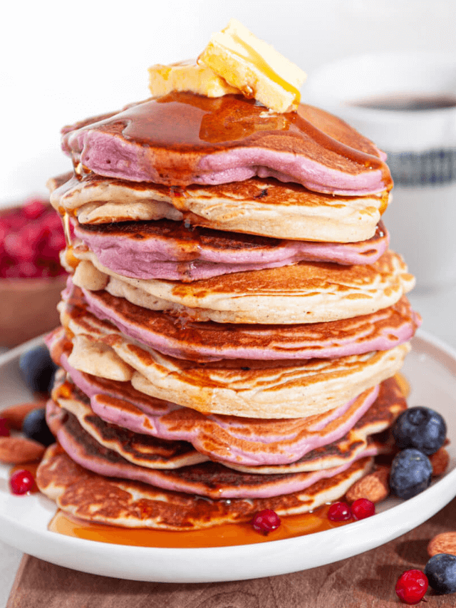 Spiced and Fluffy Purple Blueberry Pancakes