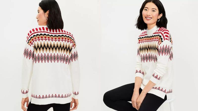 Fair Isle Mock Neck Tunic Sweater