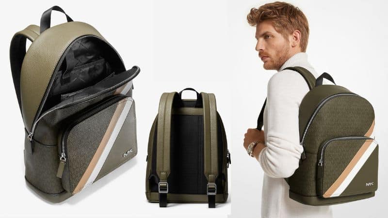 Cooper Logo Stripe and Faux Leather Backpack
