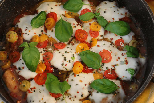 Caprese Chicken Thighs Skillet
