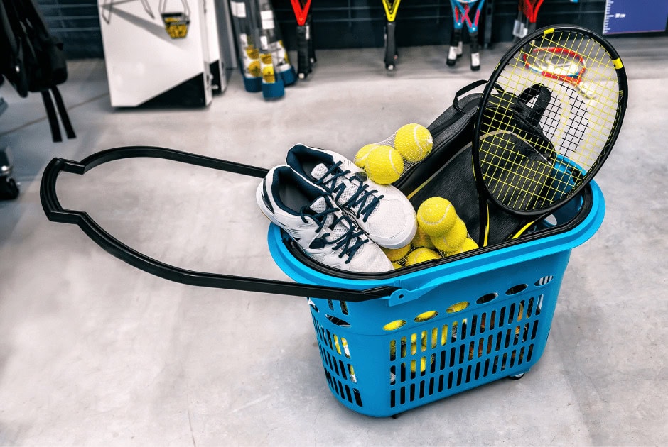 A basket of sporting goods