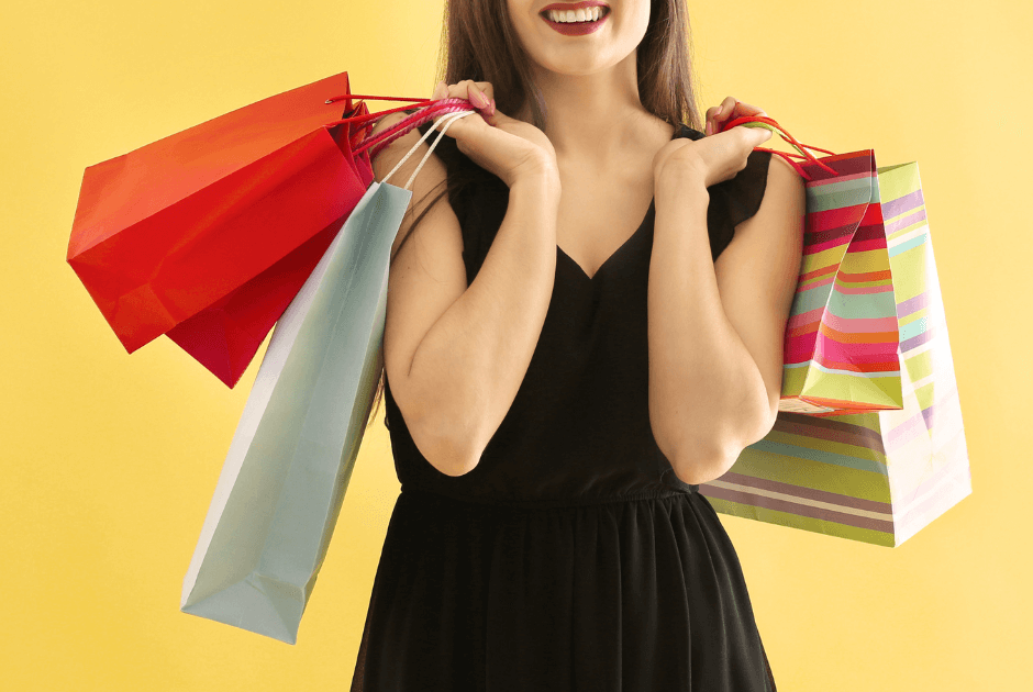 A woman holding shopping bags