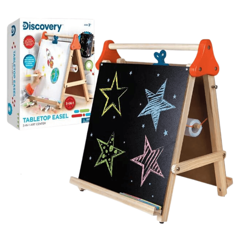 Discovery Kids - 3-in-1 Tabletop Chalkboard Painting Easel