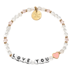 Love You Heart Beaded Stretch Bracelet