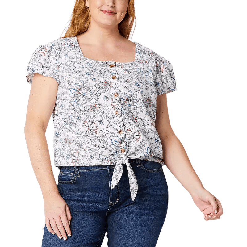 Square Neck Short Sleeve Blouse from JCPenney Clearance