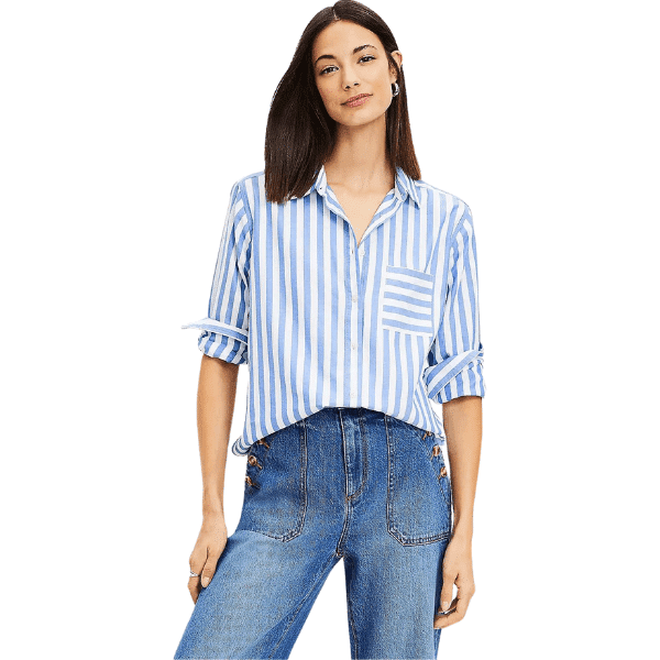 Striped Relaxed Everyday Shirt from LOFT