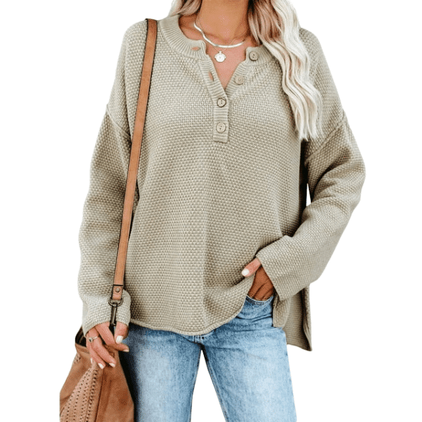 Women Button Neck Longsleeve Sweater - Gift Guide for Best Ways To Shop at Walmart