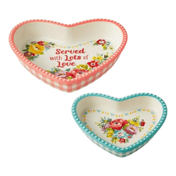 2-Piece Heart Shaped Ceramic Dish