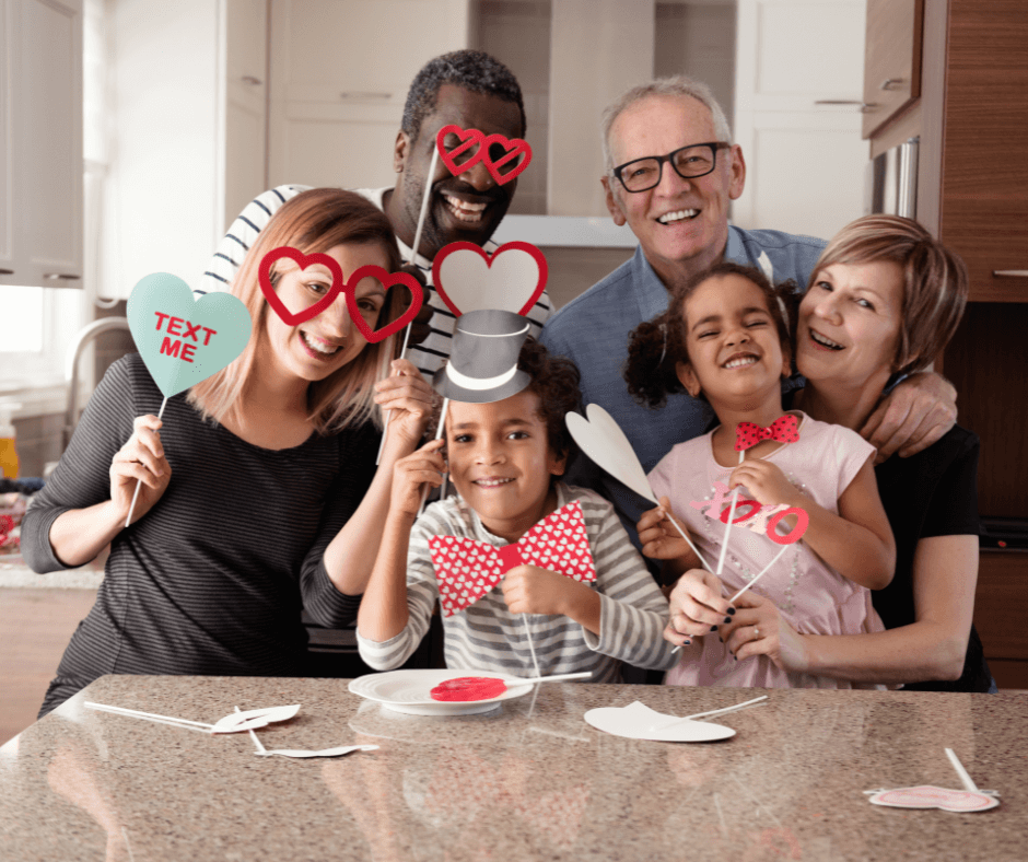 A family celebrating Valentine's Day