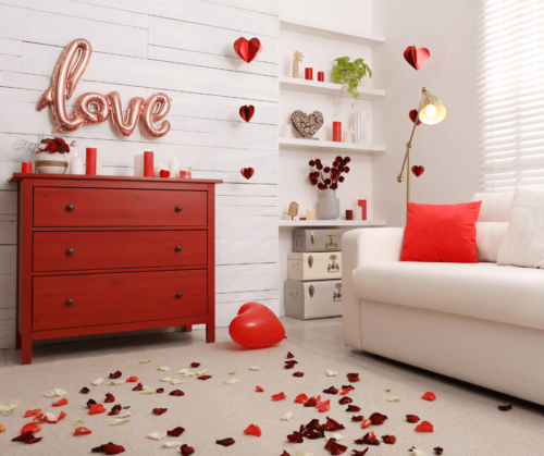 A room filled with Valentine's Day Decor