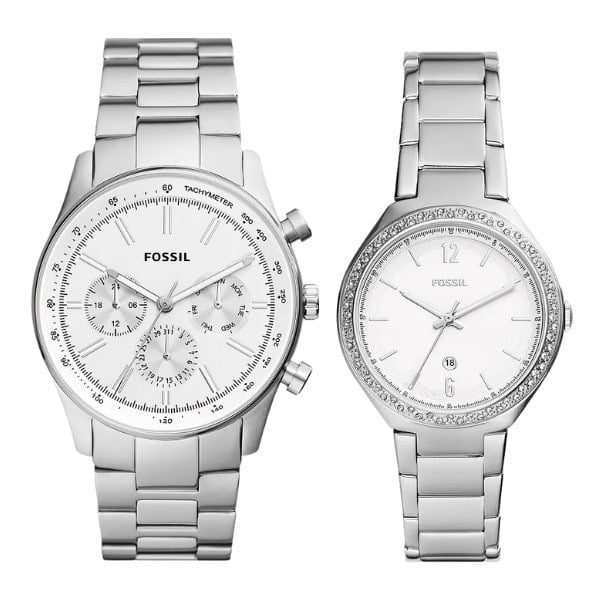His and Hers Multifunction Stainless Steel Watch Box Set - Matching Couple Outfit Ideas and Gifts for Valentine's Day