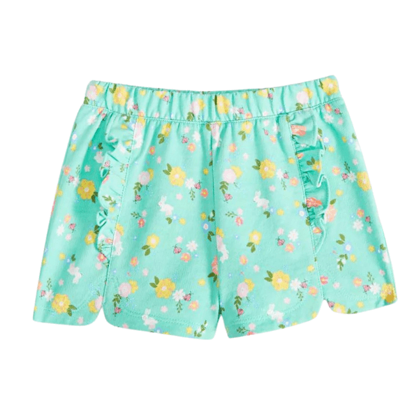 French-Terry Floral-Print Shorts