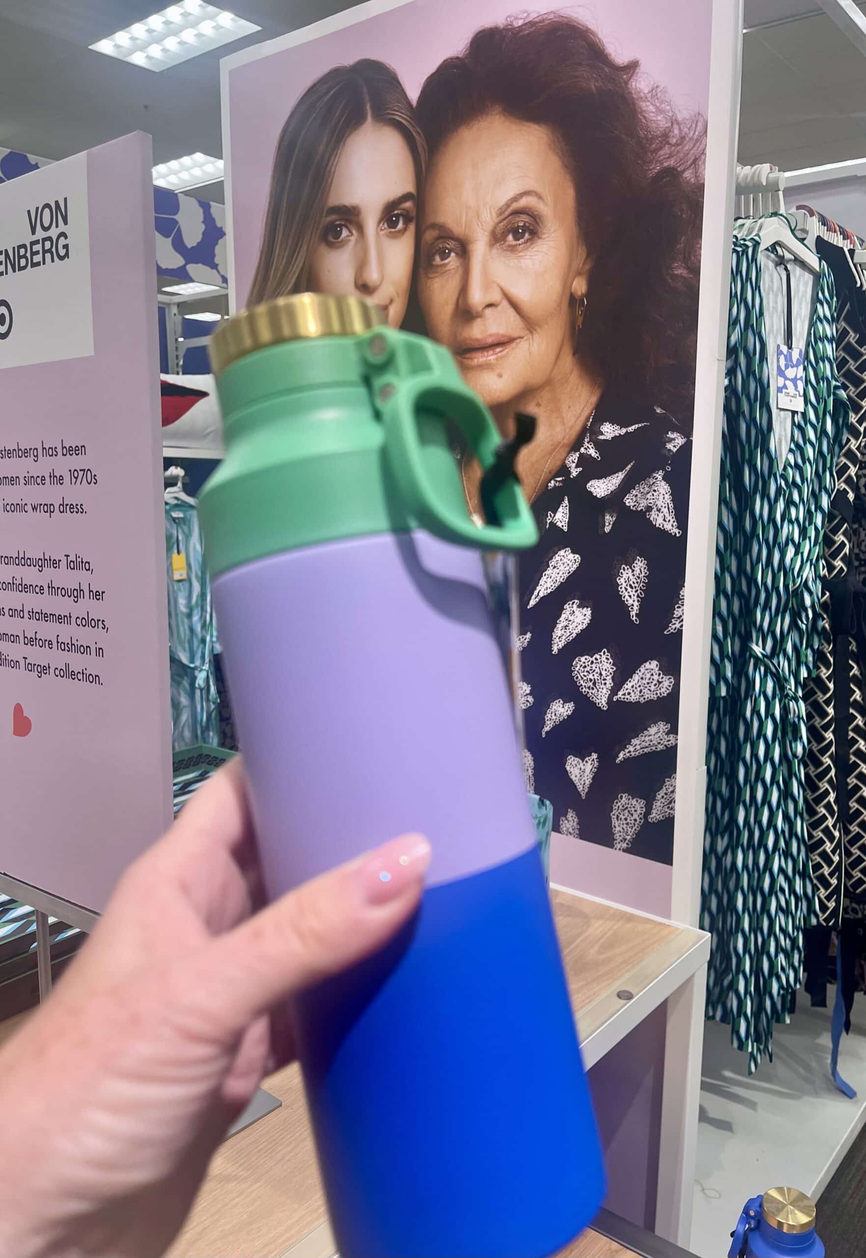 colorful waterbottle from the DVF collection for Target