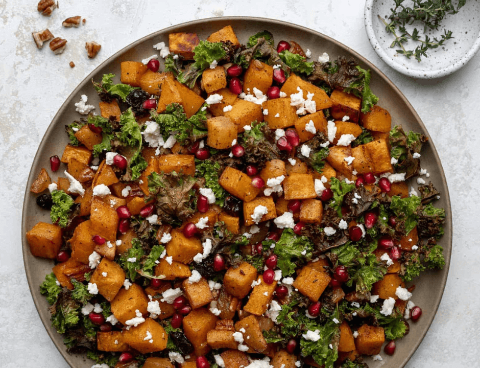 Maple Cinnamon Butternut Squash with Apples and Kale