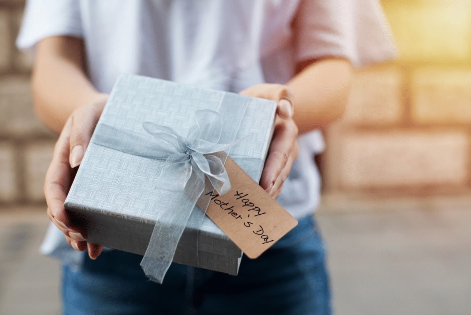 A closeup of a Mother's Day present