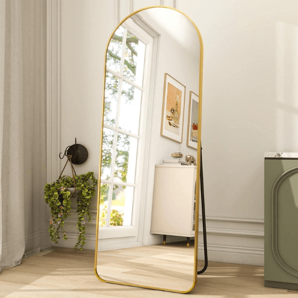 Full Length Standing Arch-Top Floor Mirror with Safe Corners