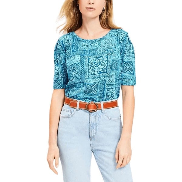 Tile Pleated Sleeve Tee - LOFT Styles For Women Over 50