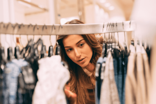 Woman shopping for clothes