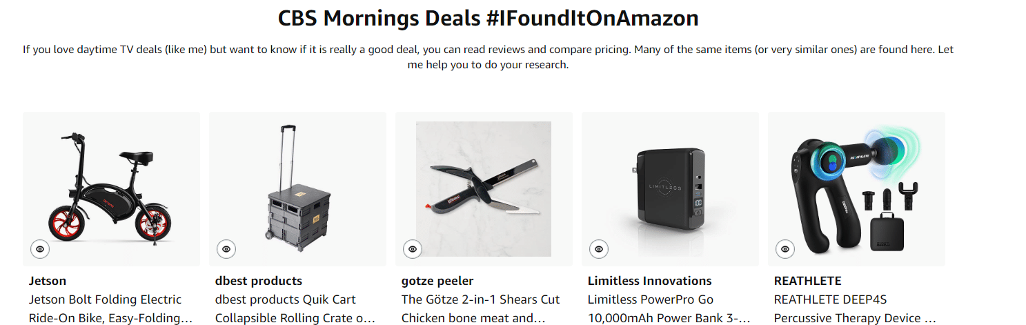 Amazon store for CBS Mornings deals to research