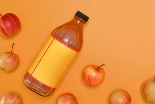 A closeup of a bottle of Apple Cider Vinegar