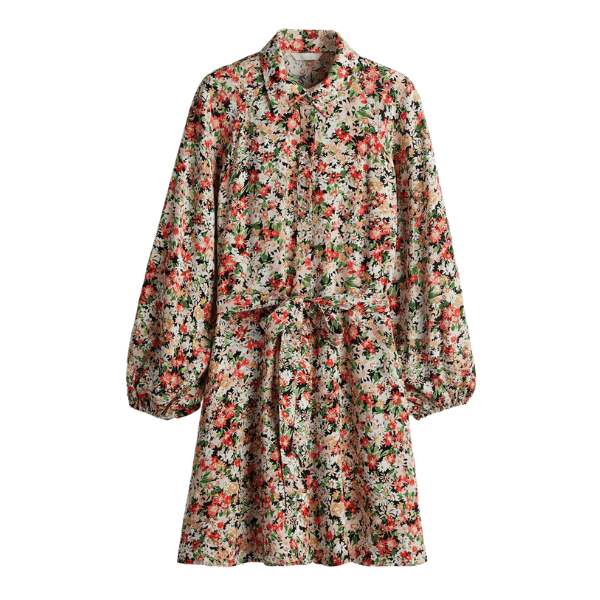 Balloon-Sleeved Shirt Dress