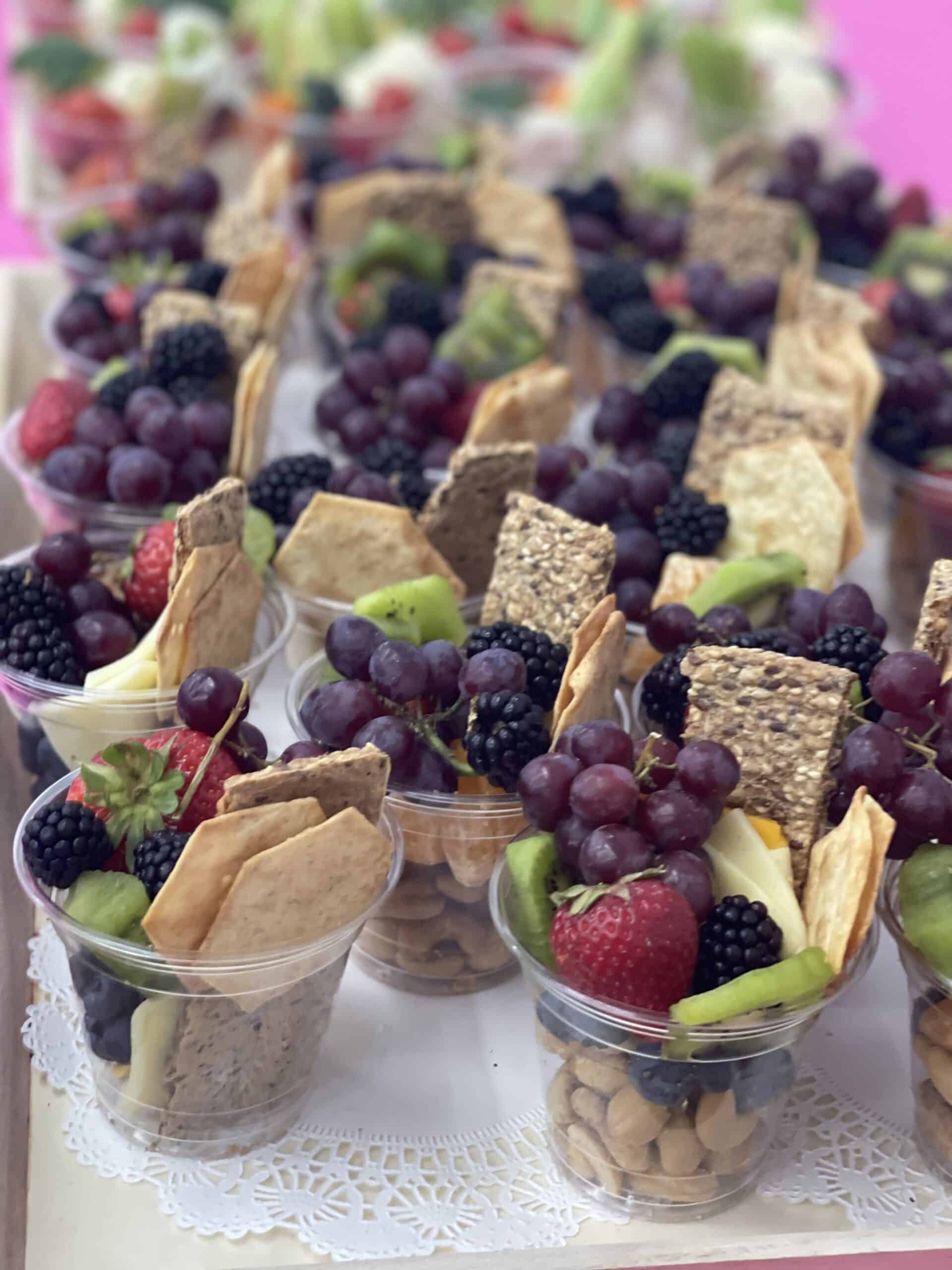 individual Charcuterie cups for fruit, cheese and crackers