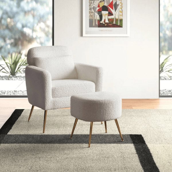 Azoriah Upholstered Armchair with Ottoman