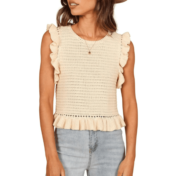 Katia Frill Sleeveless Sweater - Apple Body Shape Outfits and Tips