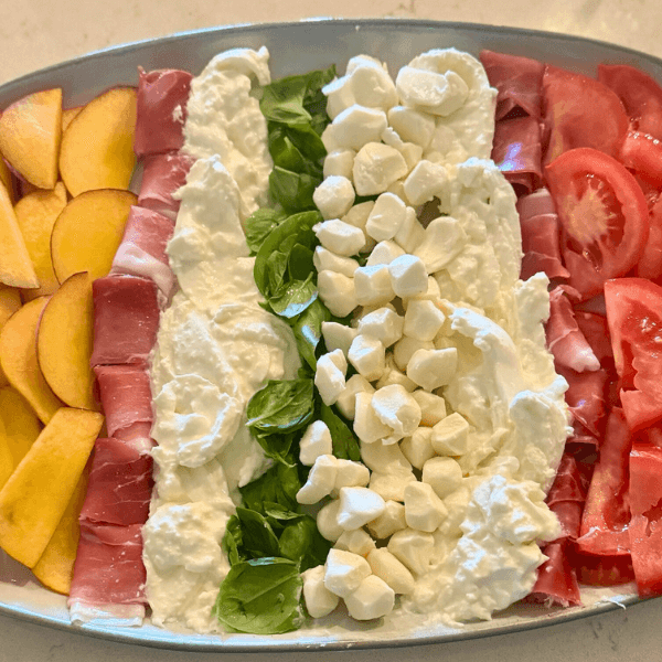 Layered Peach and Tomato Caprese