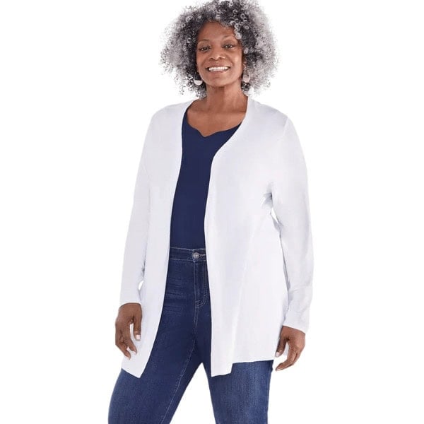 Open-Front Long-Sleeve Cardigan - Favorite Stores with Plus Size Options for Women