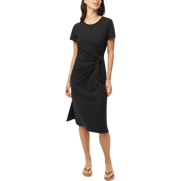 Short-Sleeve Knotted Midi Dress - Apple Body Shape Outfits and Tips