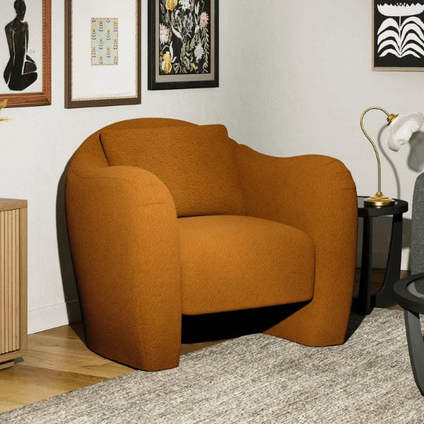 Teddy Accent Chair in Butterscotch Shearling - Beautiful by Drew Barrymore Furniture Collection