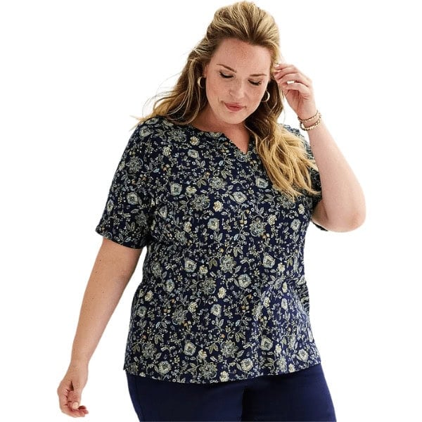 Three Quarter Sleeve Splitneck Top