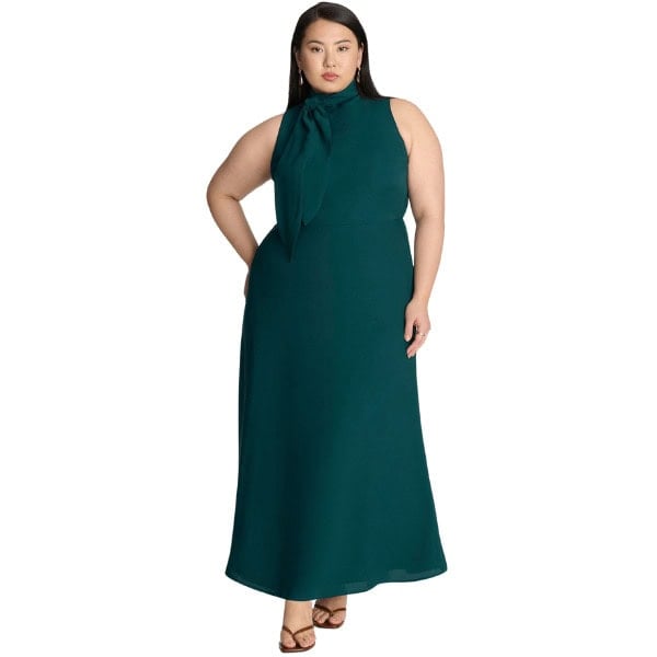 Tie Neck Maxi Dress - Favorite Stores with Plus Size Options for Women