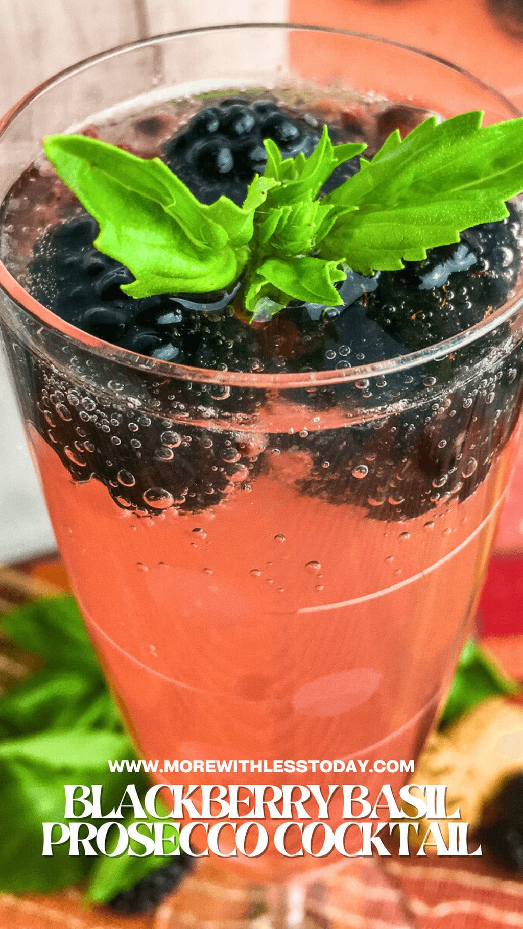 Blackberry Basil Prosecco Cocktail - PIN