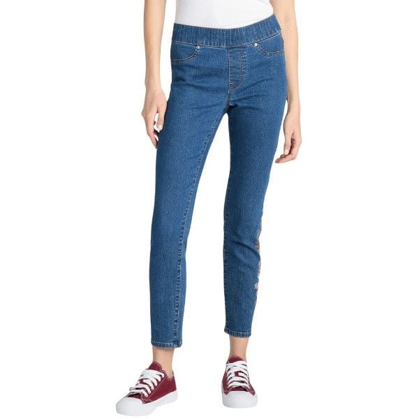 Embroidered Pull-On Jeans