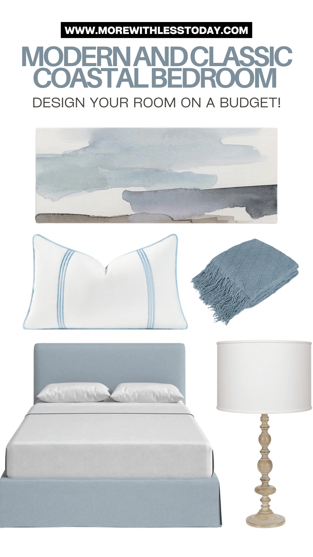 How To Create a Modern and Classic Coastal Bedroom on a Budget - PIN